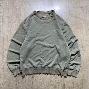 Nike Sweatshirt Mens Medium Green Crewneck Pullover Fleece Swoosh Logo